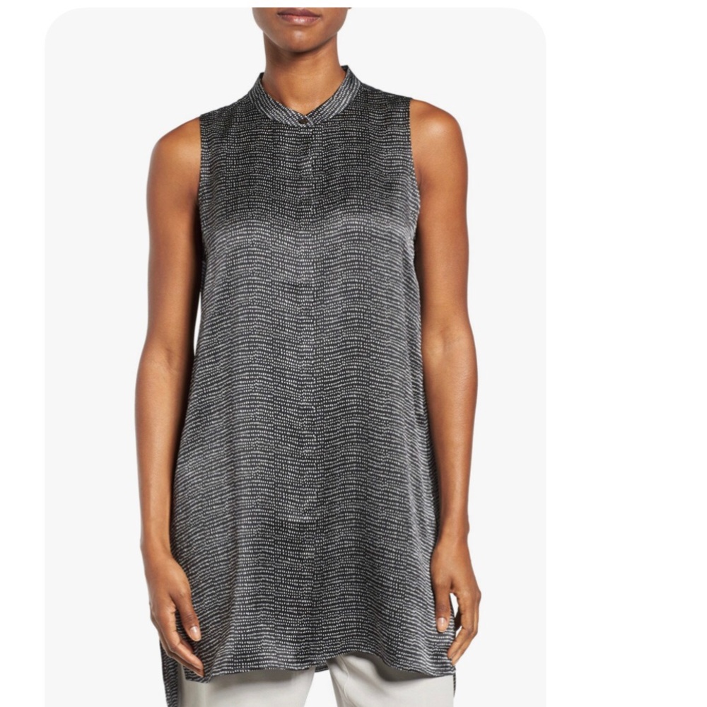 Eileen Fisher Mandarin Collar Button Down Tunic